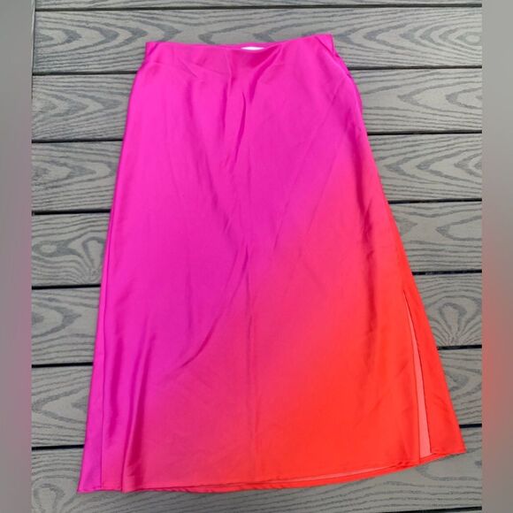 A new day small midi ombré skirt elastic waist pull on pink sunset orange - Picture 1 of 6